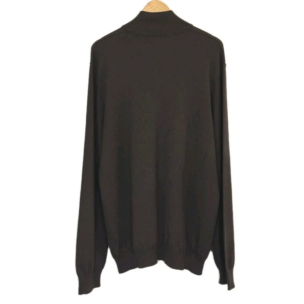 Banana Republic Silk Cashmere Quater Zip Sweater Men's XL Tall Brown Knit